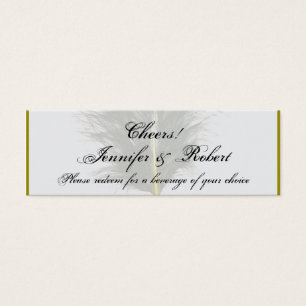 Gold and White Marabou Feather Wedding Drink Ticke