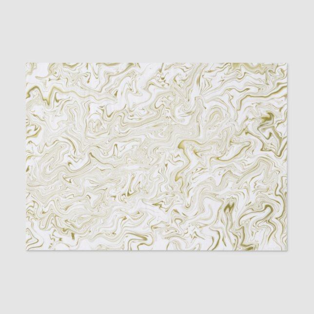 Gold and White Marble Abstract Tissue Paper (Front)