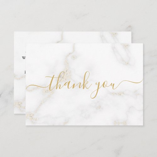 Gold and white marble effect customer thank you enclosure card