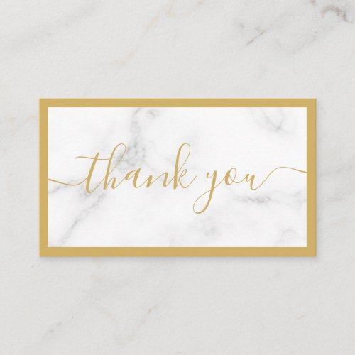 Gold and white marble effect customer thank you enclosure card