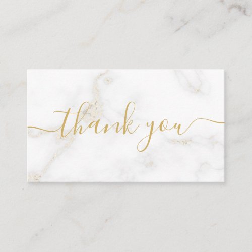 Gold and white marble effect customer thank you enclosure card