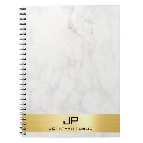 Gold And White Marble Elegant Template Spiral Notebook