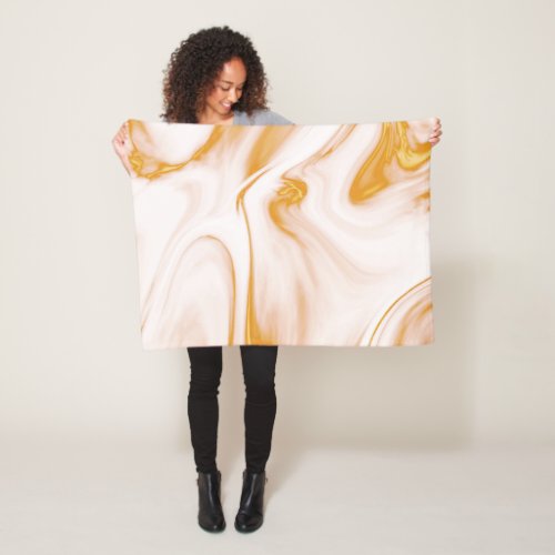 Gold And White Marble Fleece Blanket