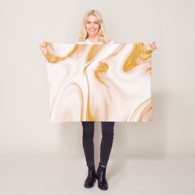 Gold And White Marble Fleece Blanket (In Situ)