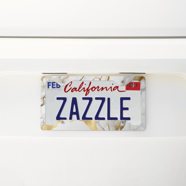 Gold And White Marble License Plate Frame (On Car)