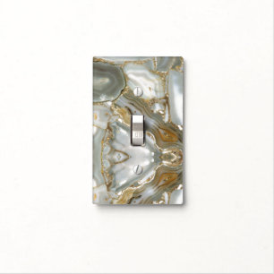 Gold and White Marble Light Switch Cover