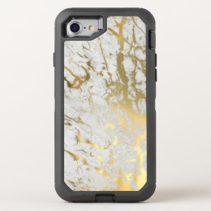 Gold and White Marble OtterBox Defender iPhone SE/8/7 Case
