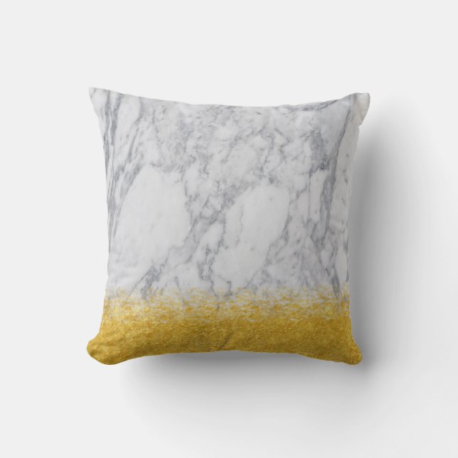 Gold and white marble Texture Throw Pillow (Front)