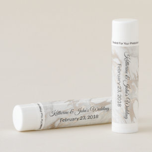 Gold and White Marble Wedding Favor Lip Balm