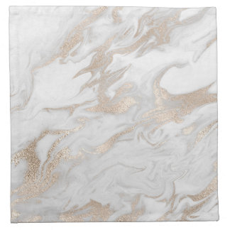 Gold and White Marbled Cloth Napkin