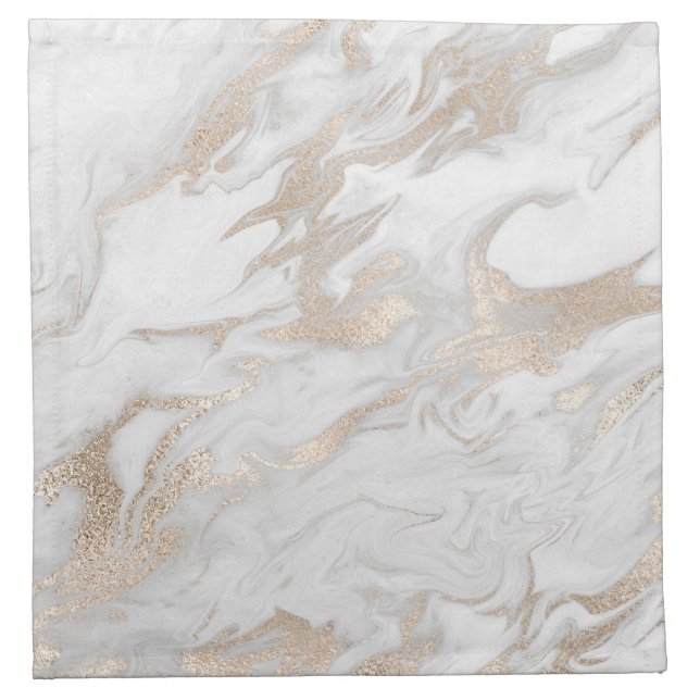 Gold and White Marbled Cloth Napkin (Front)
