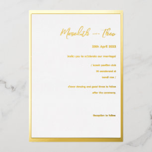 Gold And White Minimal Elegant Wedding Foil Invita Foil Invitation