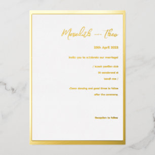 Gold And White Minimal Elegant Wedding Foil Invita Invitation