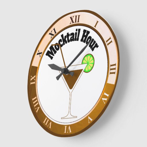 Gold and White Mocktail Hour Bar Clock Zazzle
