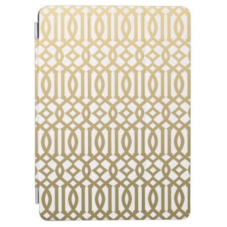 Gold And White Modern Trellis Pattern Ipad Air Cover
