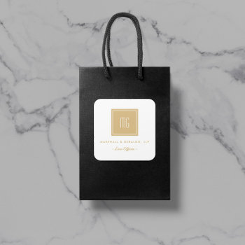 Gold And White Monogram Business Logo Stickers by BusinessCardCentre at Zazzle
