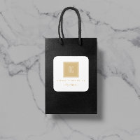 Gold and White Monogram Business Logo Stickers