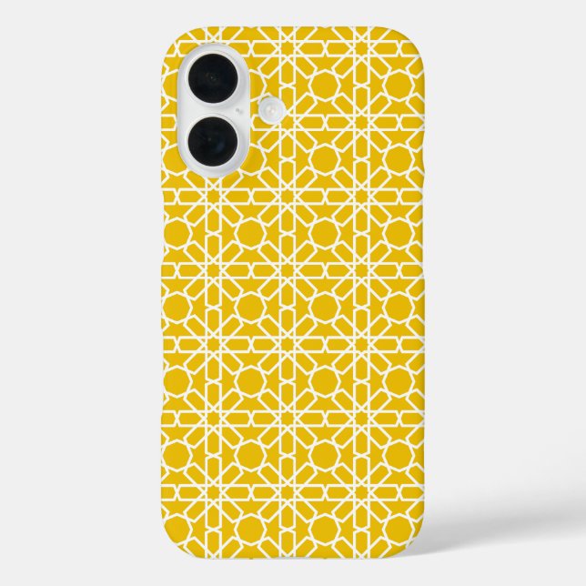 Gold and White Moroccan Zellige Pattern Case-Mate iPhone Case (Back)
