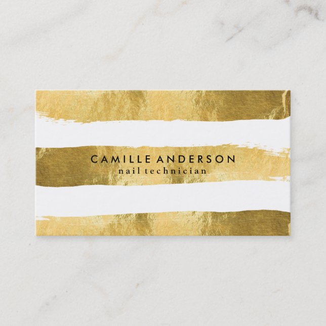 Gold and White Nail Technician Business Cards (Front)