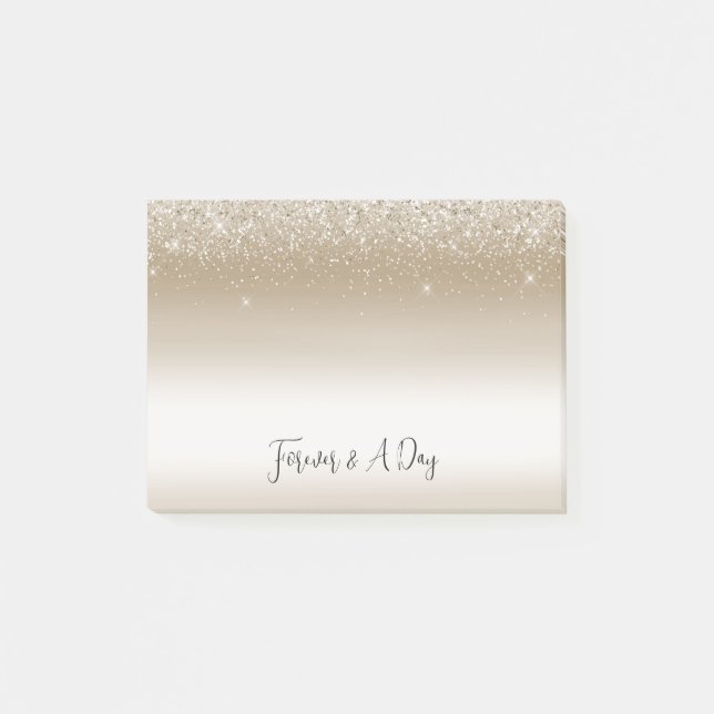 Gold and White Ombre Glittery Glitz Post-it Notes (Front)