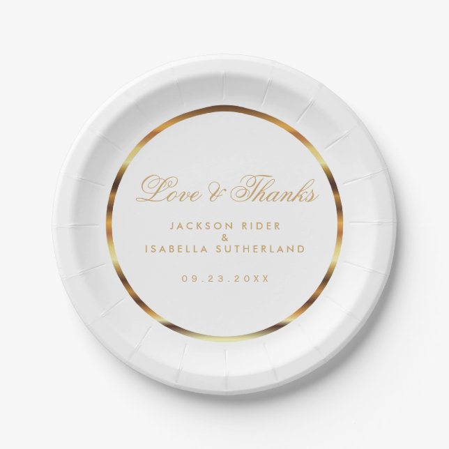 Gold and White Paper Plates (Front)
