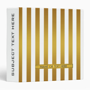 Gold and White Personalized 3 Ring Binder