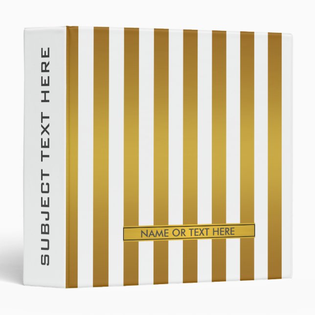 Gold and White Personalized 3 Ring Binder (Front/Spine)