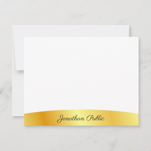 Gold And White Personalized Elegant Calligraphed Note Card