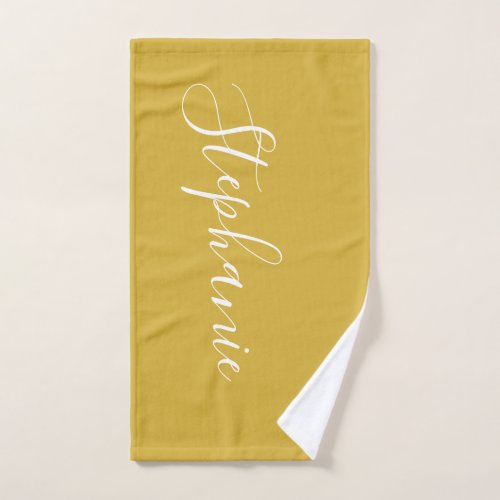 Gold and white personalized monogram workout towel