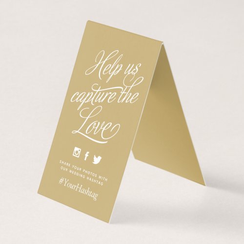 Gold and White Personalized Wedding Hashtag Sign