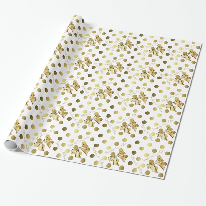 Gold and White Personalized Wedding Wrapping Paper Zazzle