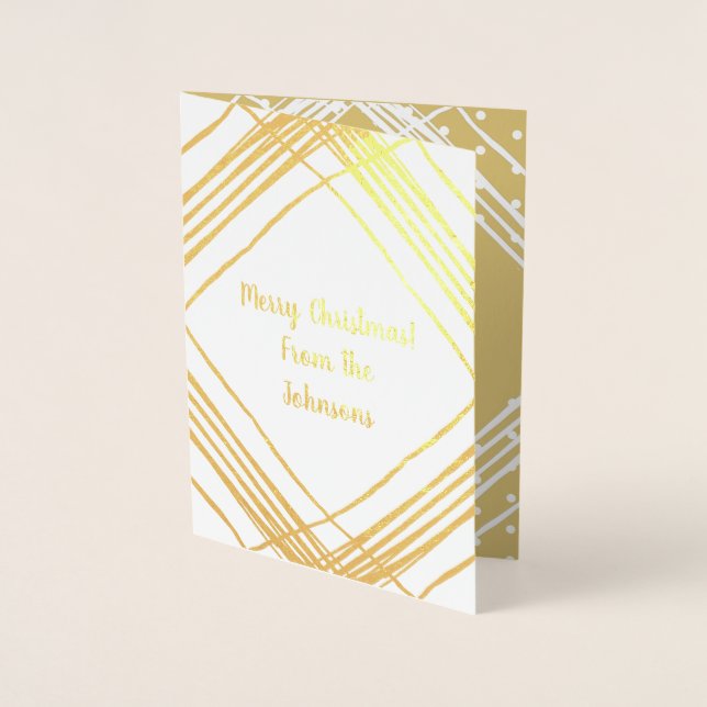 Gold and White Photo Template Foil Christmas Card (Front)