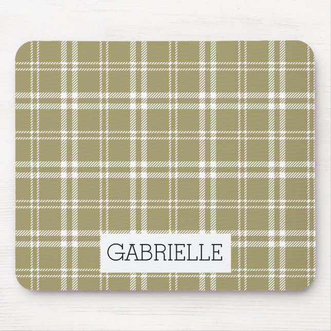 Gold and White Plaid Mouse Pad (Front)
