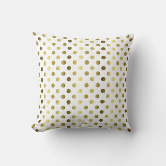 Gold and White Polka Dot Decorator Accent Pillow