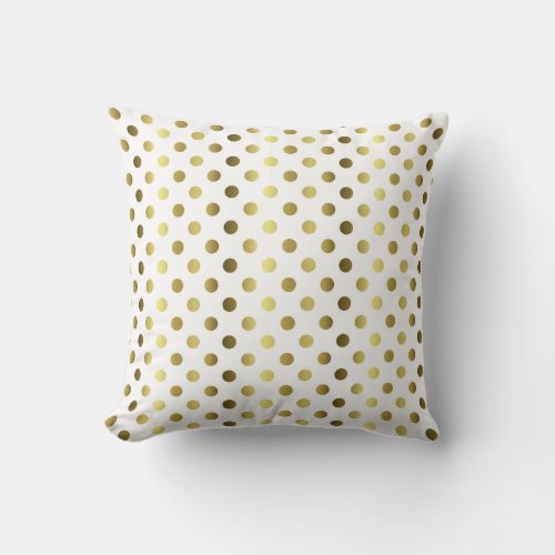 Gold and White Polka Dot Decorator Accent Pillow