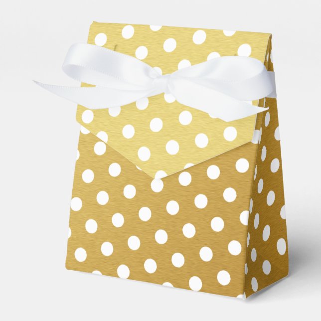 Gold and White Polka Dot Pattern Favor Box (Front Side)