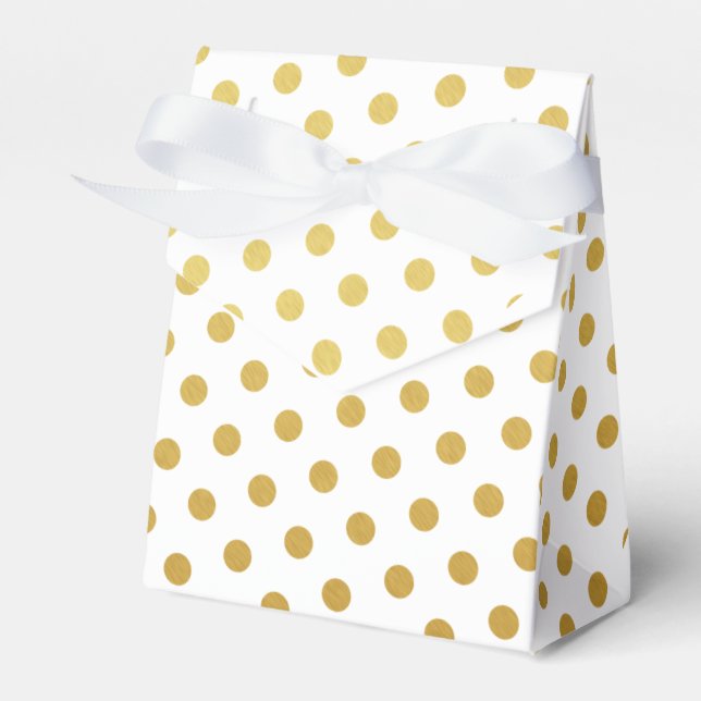Gold and White Polka Dot Pattern Favor Box (Front Side)
