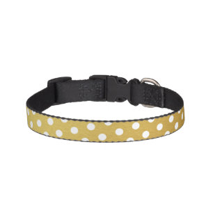 Gold and White Polka Dot Pattern Pet Collar