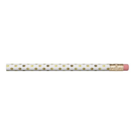 Gold and White Polka Dot Pencil (Front)