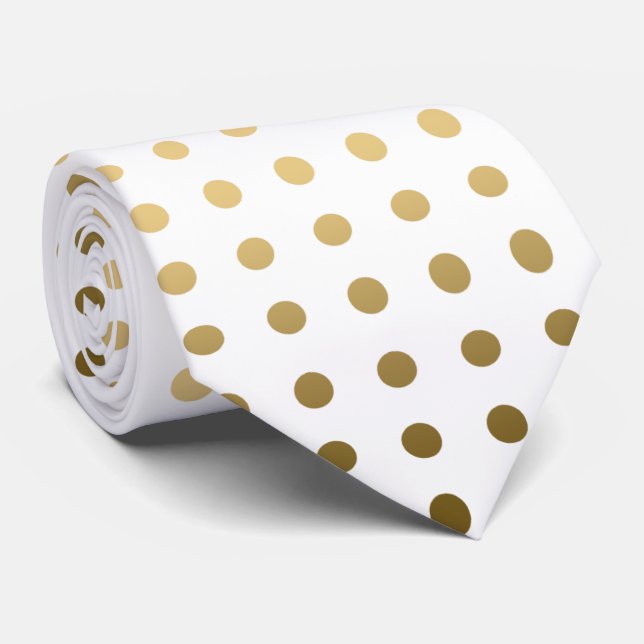 Gold And White Polka-Dot Seamless Pattern Tie (Rolled)