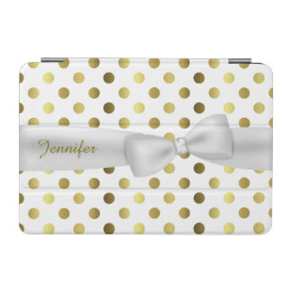 Gold and White Polka Dots Custom iPad Mini Cover