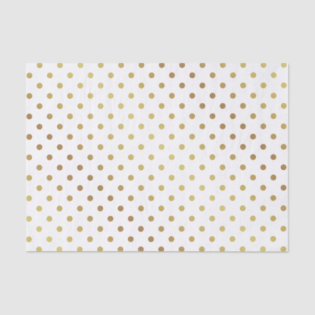 Gold and White Polka Dots Tissue Paper (Front)