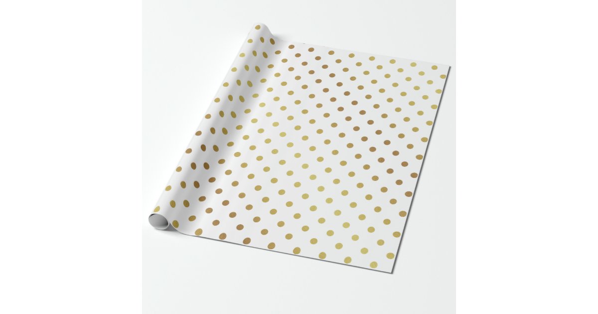 Gold and White Polka Dots Wrapping Paper | Zazzle