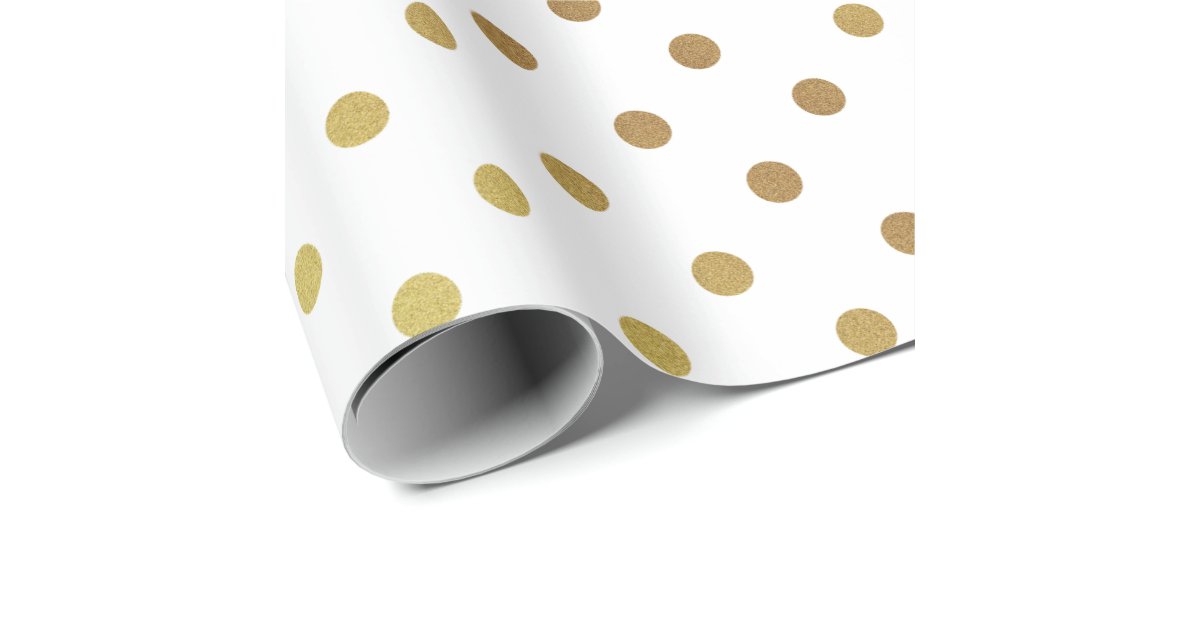 Gold and White Polka Dots Wrapping Paper | Zazzle