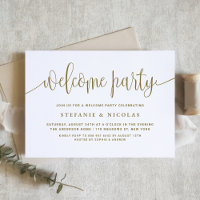 Gold and White Pretty Calligraphy Welcome Party