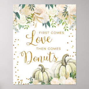 Gold and White Pumpkin Love is Sweet Sign