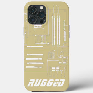 gold and white RUGGED GEEK Motherboard Tech iPhone 13 Pro Max Case