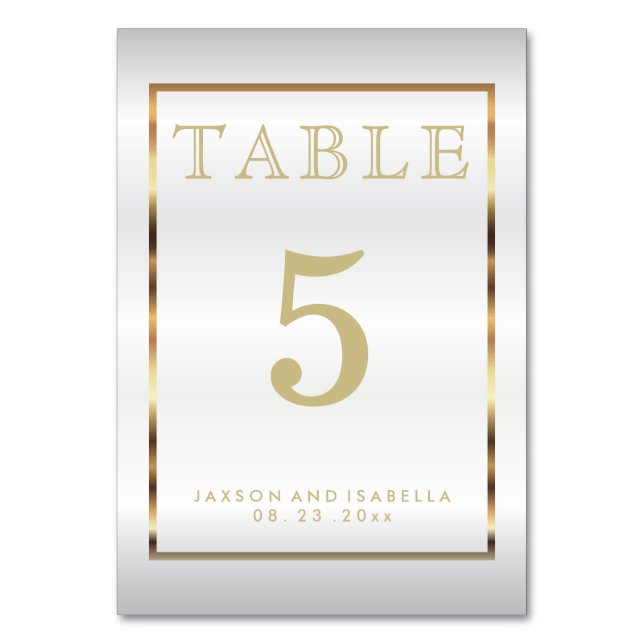 Gold and White Satin - Table Card (Back)