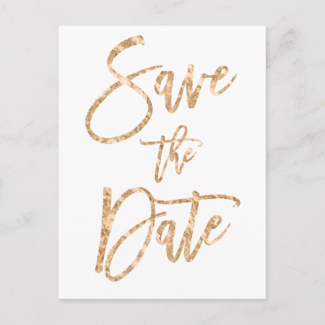 Gold And White Save The Date Postcards (Front)