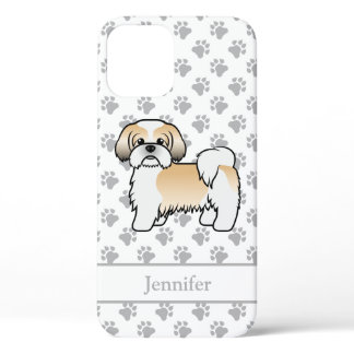 Gold And White Shih Tzu Cartoon Dog & Name iPhone 12 Pro Case